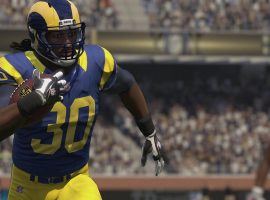 Madden NFL 19 simulation of LA Rams running back Todd Gurley scoring a touchdown. (Image: EA Sports)