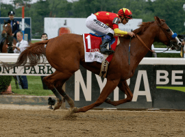 Justify completes 2018 Triple Crown at Belmont Park. to by Michael Reaves/Getty Images