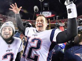 New England quarterback Tom Brady celebrates after the Patriots defeated the Kansas City Chiefs in overtime. (Image: Getty)