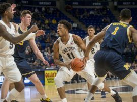 Penn State's Lamar Stevens (11) drives to the basket against Michigan at the Bryce Jordan Center in State College, PA. (Image: Zack Gething/Daily Collegian)