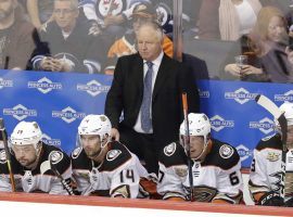 Randy Carlyle in his second stint as head coach of the Anaheim Ducks during a game at the Pond in Anahaeim, CA.(Image: James Carey Lauder/USA Today Sports)
