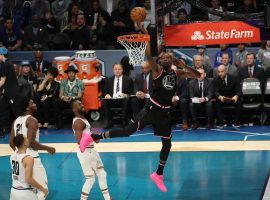 Kevin Durant of the Golden State Warriors representing Team LeBron drives for a layup in the 2019 NBA All-Star Game at the Spectrum Center in Charlotte. (Image: Getty)