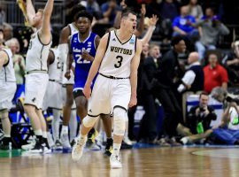 Wofford guard Fletcher McGee (3) set the NCAA Division I record for career three-pointers during a March Madness game against Seton Hall in Jacksonville, Florida. (Image: Getty)