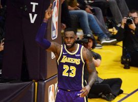 LeBron James of the LA Lakers scores a basket against the Denver Nuggets and passes Michael Jordan on the NBA's scoring list during a game at Staples Center in Los Angeles, California. (Image: Robert Laberge/Getty)