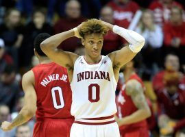 Indiana freshman guard Romeo Langford (0) playing against Nebraska in Bloomington, Indiana. (Image: Andy Lyons/Getty)