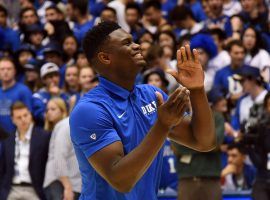 Zion Williamson from Duke cheers on his teammates in warm ups before a game against Miami at Cameron Indoor Stadium in Durham, NC. (Image: Rob Kinnan/USA Today Sports)