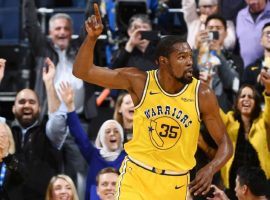 Kevin Durant from the Golden State Warriors playing in one of the last regular season games at Oracle Arena in Oakland, CA. (Image: Getty)