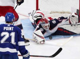 Columbus Blue Jackets goalie Sergei Bobrovsky stretches out for a save in Game 1 against the Tampa Bay Lightning in Tampa, Florida. (Image: Douglas Clifford/Tampa Times)
