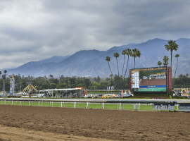 Storm clouds gathering over Santa Anita Park.