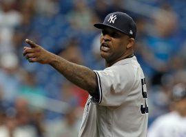 CC Sabathia chastising the Tampa Bay Rays bench about their pitcher threw at one of the Yankees in a game in September 2018. (Image: Chris O'Meara/AP)