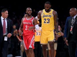 Chris Paul (left) of the Houston Rockets and LeBron James of the LA Lakers during a game in 2018. (Image: Getty)