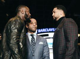 Deontay Wilder (left) will face mandatory challenger Dominic Breazeale (right) on Saturday at the Barclays Center. (Image: Amanda Westcott/Showtime)