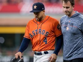 George Springer, outfielder for the Houston Astros, injured his hamstring in Friday's game against the Boston Red Sox in Houston, Texas. (Image: UPI)