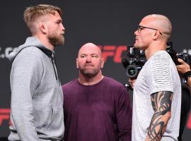 Alexander Gustasson (left) will take on Anthony Smith (right) in the main event of UFC Fight Night 153. (Image: Josh Hedges/Zuffa/Getty)