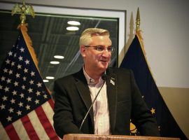 Indiana Gov. Eric Holcomb signed a bill on Wednesday that will legalize sports betting in the state. (Image: Bryan Wills/TheStatehouseFile.com)