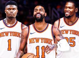 The Knicks fantasy scenario would see Zion Williamson, Kyrie Irving, and Kevin Durant playing at Madison Square Garden next season. (Image: YouTube)