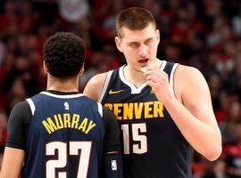 Jamal Murray (left) and Nikola Jokic (right) led the Denver Nuggets over the Portland Trail Blazers in Game 4 of their NBA playoff series. (Image: Yahoo Sports)