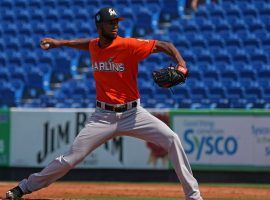 Pitcher Sandy Alcantra of the Miami Marlins is trying to become the ace of the Marlins. (Image: Jasen Vinlove/USA Today Sports)