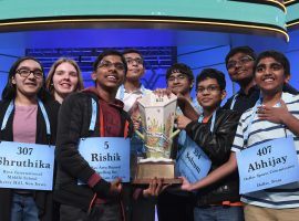 Eight young spellers shared the honor of being co-champions in the 2019 Scripps National Spelling Bee. (Image: Susan Walsh/AP)