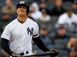 Giancarlo Stanton, outfielder and DH for the Yankees, during a game at Yankee Stadium in the Bronx. (Image: Sarah Stier/Getty)