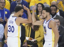 Stephen Curry (30) and Klay Thompson (right) led the Golden State Warriors to a 116-94 victory over the Portland Trail Blazers in Game 1 of the 2019 Western Conference Finals. (Image: Kyle Terada/USA Today Sports)