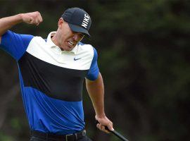 Brooks Koepka celebrates after winning the PGA Championship, his fourth major championship. (Image: Getty)