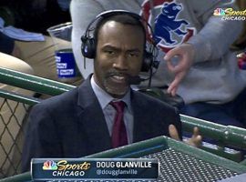 NBC reporter Doug Glanville was giving a report when a fan flashed a sign associated with white supremacy. (Image: NBC Sports)
Caption Two: Doug Glanville