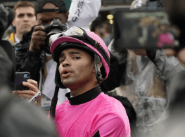 Dq'd rider Luis Saez awaiting word that his mount, Maximum Security, is disqualified in the Kentucky Derby (Image: AP)