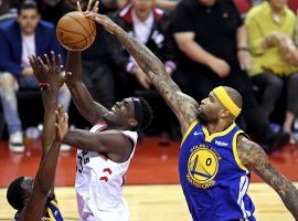 DeMarcus 'Boogie' Cousins (0) of the Golden State Warriors blocks Toronto Raptors forward Pascal Siakam's shot during an NBA Finals game in Toronto, Ontario, Canada. (Image: Porter Lambert/Getty)