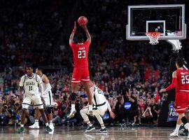 Jarrett Culver, point guard from Texas Tech, takes a three-point shot against Michigan State in the 2019 Final Four. (Image: Tom Pennington/Getty)