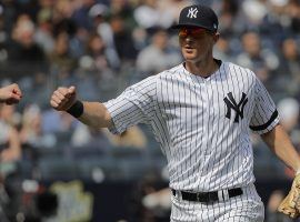 Yankees infielder DJ LeMahieu gets a fist bump from a teammate after making a spectacular fielding play at Yankee Stadium in the Bronx. (Image: Julie Jacobson/AP)