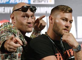 Tyson Fury (left) will look to avoid a massive upset when he faces Tom Schwarz on Saturday in Las Vegas. (Image: Getty)