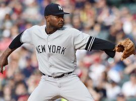 NY Yankees pitcher, Domingo German, pitching against the Cleveland Indians. (Image: Ken Blaze/USA Today)