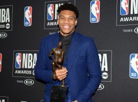 Giannis Antetokounmpo won the MVP award over James Harden at the NBA Awards show on Monday night. (Image: Gary A. Vasquez/USA Today Sports)