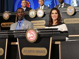 Jami Gertz, actress and part-owner of the Atlanta Hawks, at the 2019 NBA Draft Lottery. (Image: Getty)