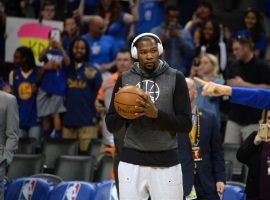 Kevin Durant during warmups of a Golden State Warriors game in late 2018. (Image: Mark Smith/USA Today Sports)