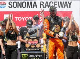 Martin Truex Jr. held off Kyle Busch to finish off a dominant win at Sonoma Raceway on Sunday. (Image: Jonathan Ferrey/Getty)
