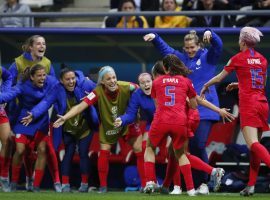 The United States celebrates during their 13-0 victory over Thailand at the Womenâ€™s World Cup. (Image: Michael Chow/USA Today Sports)