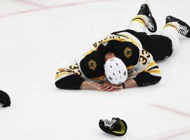Boston defenseman Zdeno Chara suffered a broken jaw in Game 4 of the Stanley Cup Finals, and is questionable to play on Thursday. (Image: Getty)