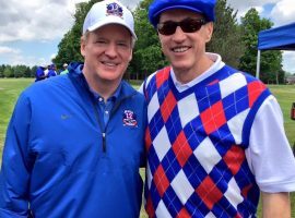 NFL Commissioner Roger Goodell, left with Jim Kelly, issued for the second time in three years, his opinion that the Buffalo Bills need a new stadium. (Image: Pinterest)