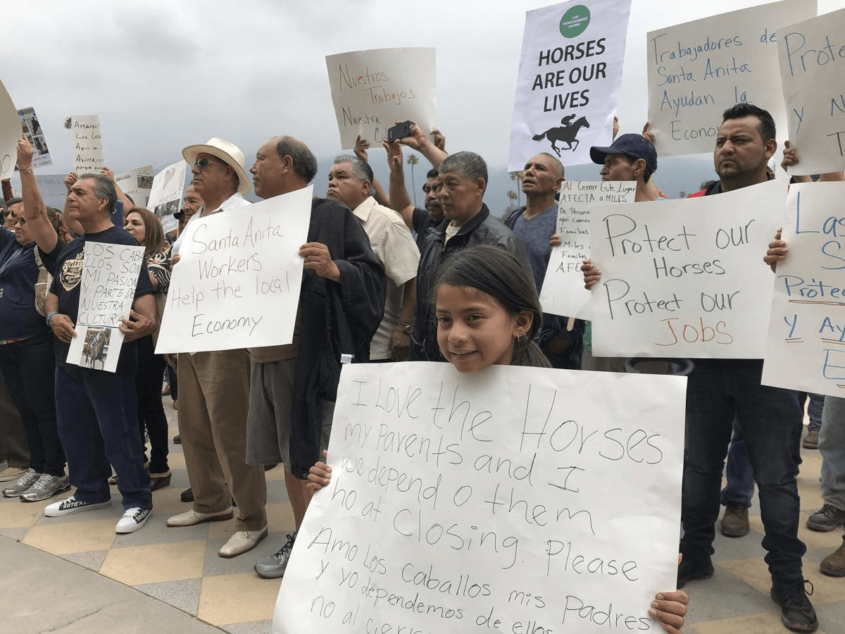 Backstretch workers rally