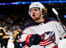 Artemi Panarin, winger with the Columbus Blue Jackets, playing against the Boston Bruins in the 2019 NHL Stanley Cup Playoffs. (Image: Adam Glanzman/Getty)