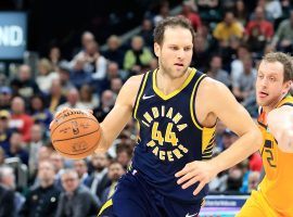 Bojan Bogdanovic, then with the Indiana Pacers, playing against the Utah Jazz in 2018. (Image: Andy Lyons/Getty)