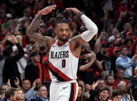 Damian Lillard during the 2019 NBA Playoffs against the Oklahoma City Thunder at the Moda Center in Portland, Oregon.(Image: Steve Dykes/Getty)