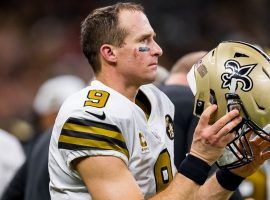 New Orleans QB Drew Brees playing in a Saints/Panthers game in Charlotte, NC. (Image: Porter Lambert/Getty)