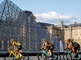 Egan Bernal (Team Ineos) leads the peloton into Paris during his victory in the 2019 Tour de France. (Image: Reuters)