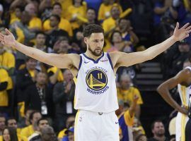 Warriors guard Klay Thompson during a home game at Oracle Arena in Oakland, CA. (Image: Getty)