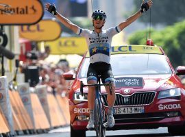 Matteo Trentin (Mitchelton-Scott) secures a victory in Stage 17 of the 2019 Tour de France in Gap. (Image: Getty)