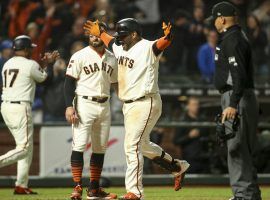 Image: Pablo 'Panda' Sandoval of the SF Giants celebrates after hitting a walk-off home run to defeat the Cubs at Oracle Ballpark in San Francisco. (Chris Victorio/SF Examiner)