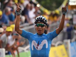 Nario Quintana (Movistar) rides to a breakaway victory after topping Col du Galibier in Stage 18 of the 2019 Tour de France. (Image: Getty)